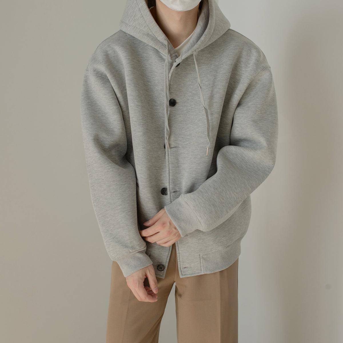 Zhou Drawstring Hoodie Buttoned Jacket-korean-fashion-Jacket-Zhou's Closet-OH Garments