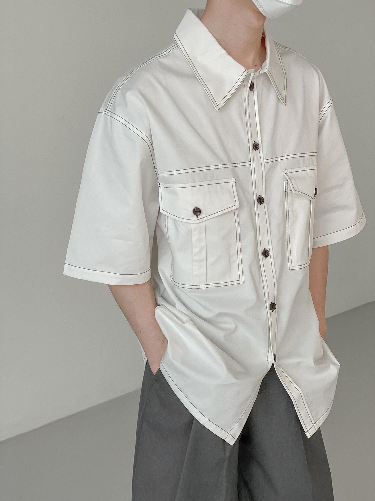 Zhou Essential Front Pockets Shirt-korean-fashion-Shirt-Zhou's Closet-OH Garments