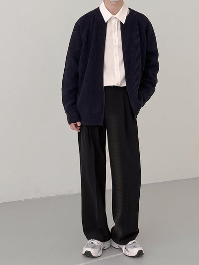 Zhou Essential Open Roundneck Knit Cardigan-korean-fashion-Cardigan-Zhou's Closet-OH Garments