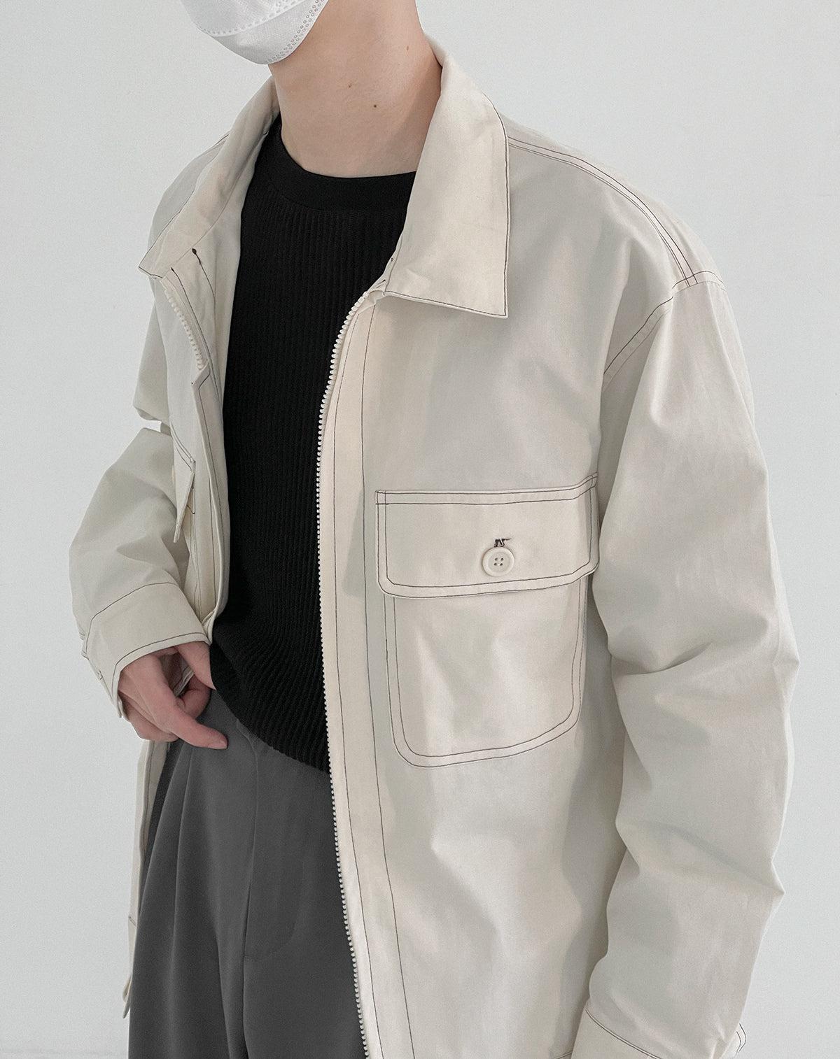 Zhou Essential Piped Double Pocket Jacket-korean-fashion-Jacket-Zhou's Closet-OH Garments