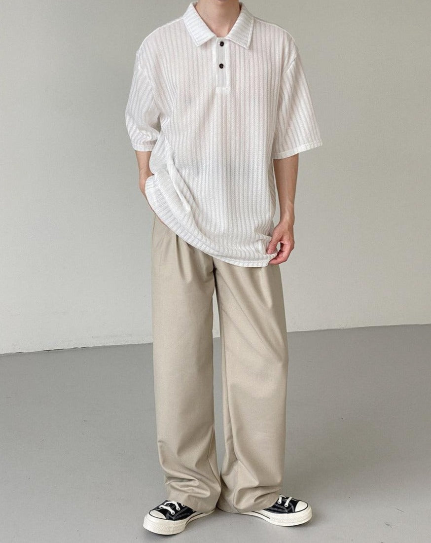 Zhou Essential Ribbed Texture Polo-korean-fashion-Polo-Zhou's Closet-OH Garments