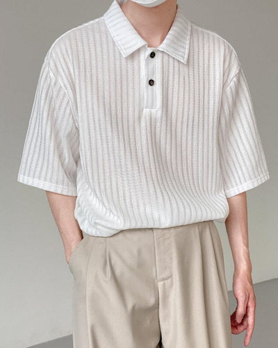 Zhou Essential Ribbed Texture Polo-korean-fashion-Polo-Zhou's Closet-OH Garments