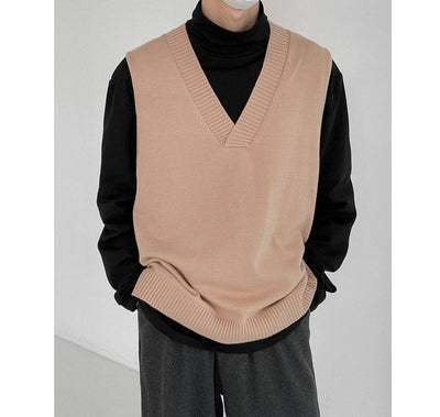 Zhou Essential Textured Knit Vest-korean-fashion-Vest-Zhou's Closet-OH Garments