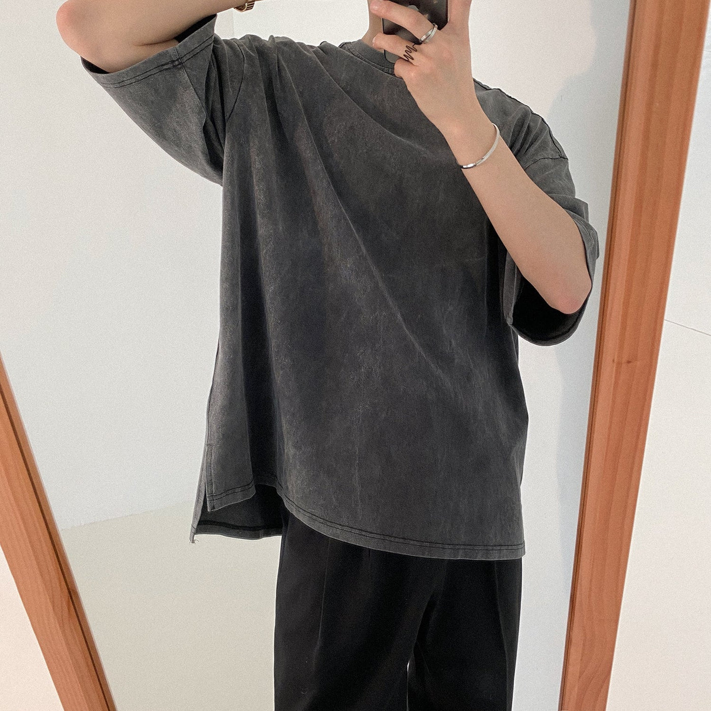Zhou Essential Washed T-Shirt-korean-fashion-T-Shirt-Zhou's Closet-OH Garments