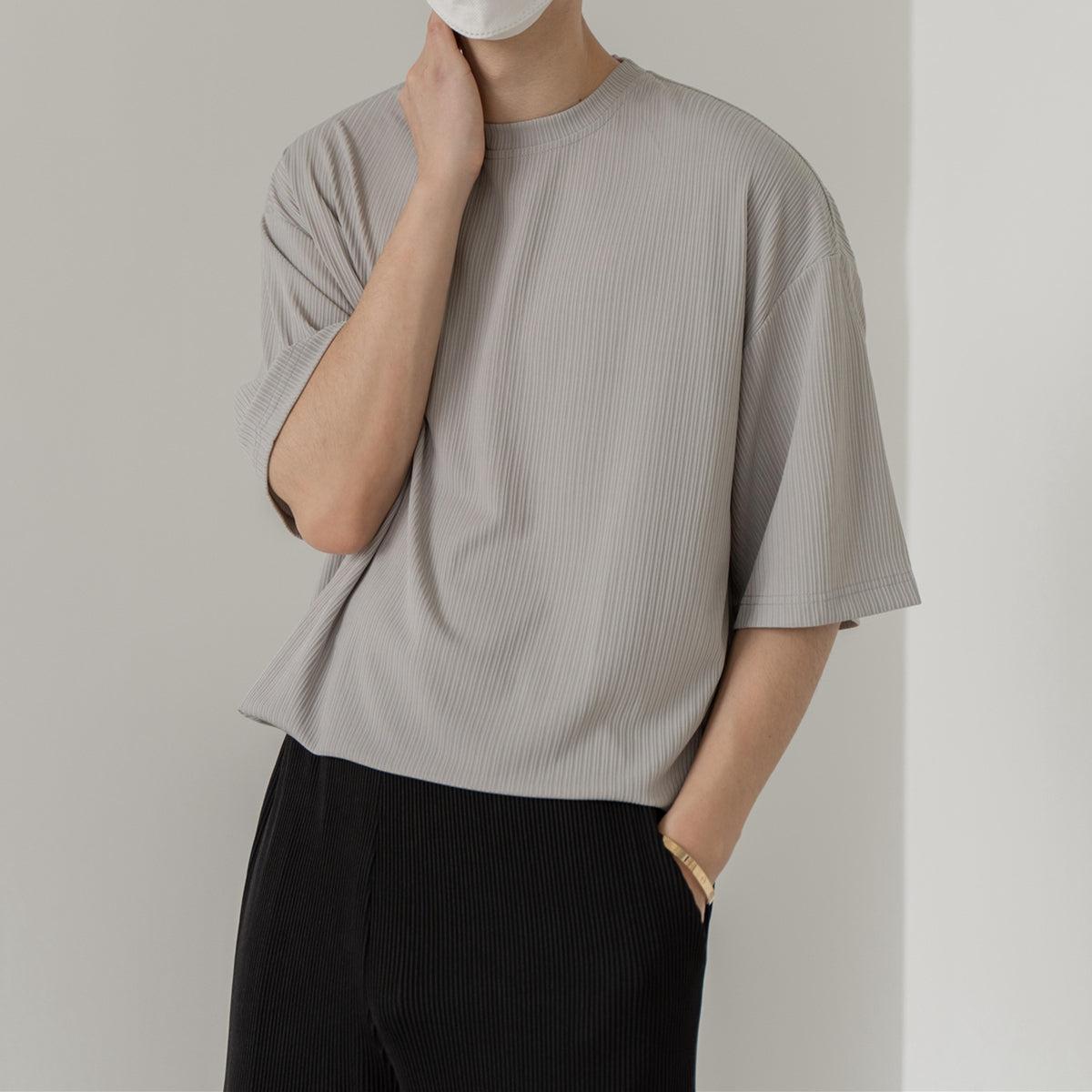 Zhou Fine Ribbed Regular Fit T-Shirt-korean-fashion-T-Shirt-Zhou's Closet-OH Garments