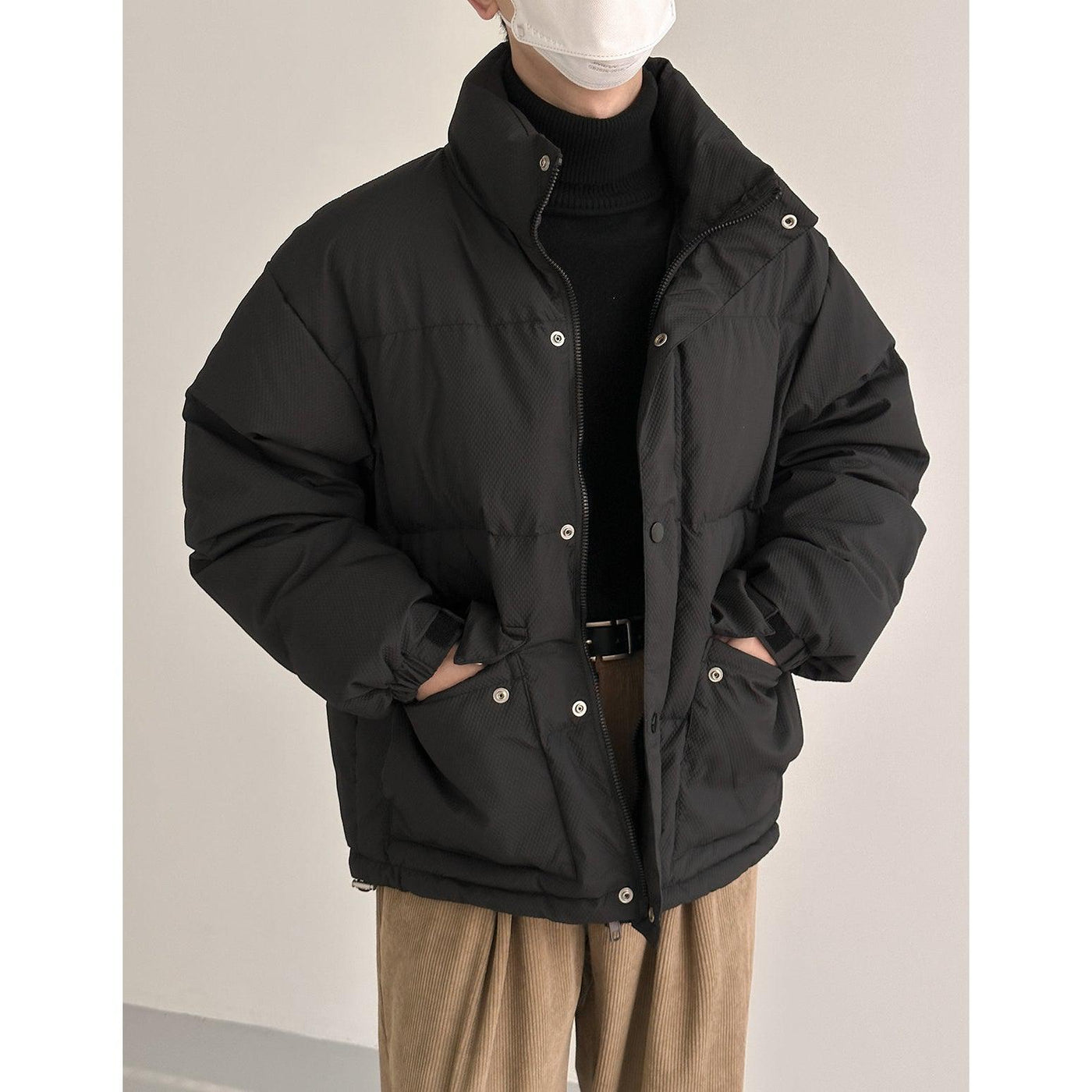 Zhou Flap Pockets Snap Down Jacket-korean-fashion-Jacket-Zhou's Closet-OH Garments