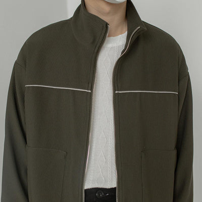 Zhou Minimal Line Zipped Jacket-korean-fashion-Jacket-Zhou's Closet-OH Garments