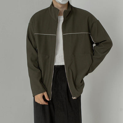 Zhou Minimal Line Zipped Jacket-korean-fashion-Jacket-Zhou's Closet-OH Garments