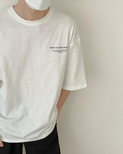 Zhou Spring Blossom Text T-Shirt-korean-fashion-T-Shirt-Zhou's Closet-OH Garments